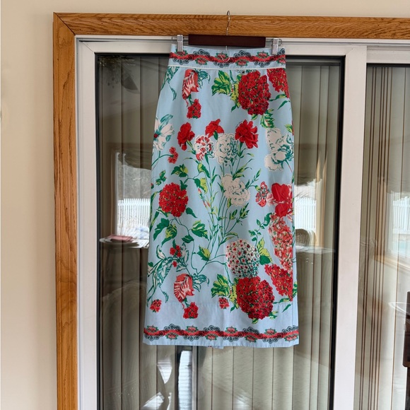 Cara Cara Dresses & Skirts - NWT Cara Cara Jackie Skirt, Light Blue with Red Floral Pattern, “Floral Dew”